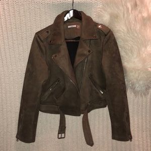 Brown/Moss Suede Moto jacket